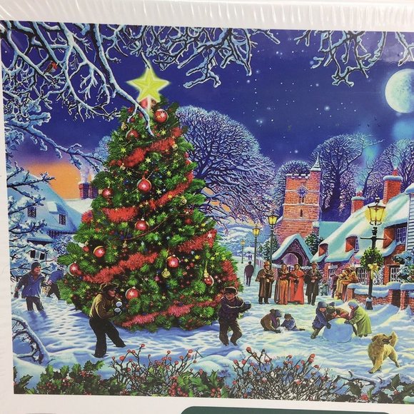 Christmas Snow Scene Jigsaw Puzzle 1000 Piece 27" X 20" Holiday Snowman X-Mas - Picture 4 of 12